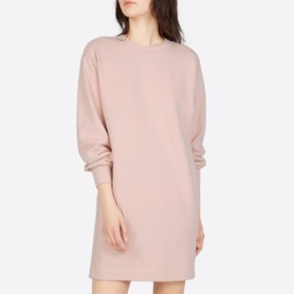 Everlane French Terry Sweater Dress Pink